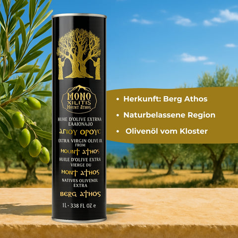 Extra Natives Olivenöl vom Berg Athos – 1L Dose