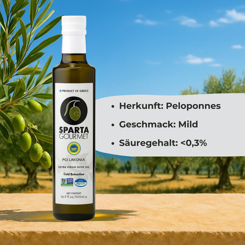 Extra Natives Olivenöl aus Griechenland g.g.A. Lakonia 500ml – Sparta Gourmet