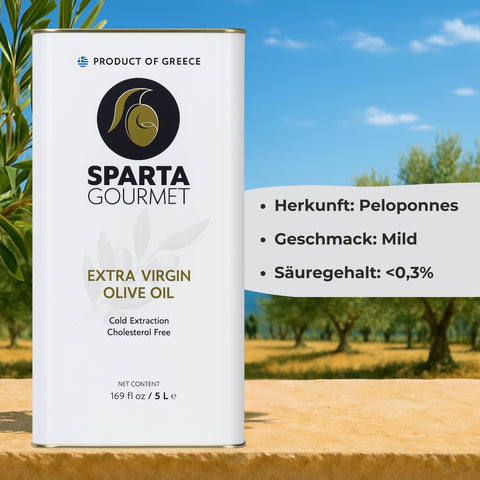Griechisches Olivenöl Extra Nativ 5L – Sparta Gourmet, kaltgepresst aus Peloponnes