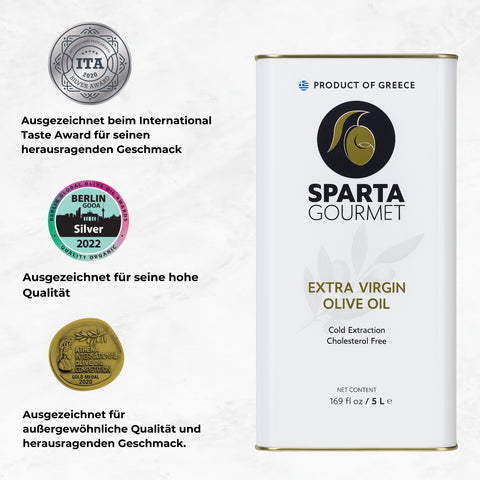 Griechisches Olivenöl Extra Nativ 5L – Sparta Gourmet, kaltgepresst aus Peloponnes