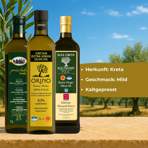 Kennenlern-Set 3x 1-Liter-Flaschen extra natives Olivenöl aus Kreta von Orino Proistakis & Elea Creta