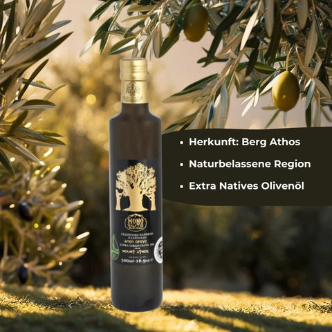 Extra Natives griechisches Olivenöl vom Berg Athos – 500ml Flasche