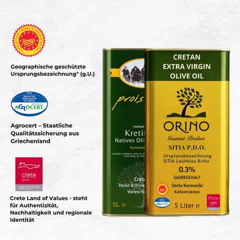 Proistakis Bundle 2x5L extra nativ Olivenöl aus Kreta – Orino Sitia PDO 0,3% & Proistakis Family