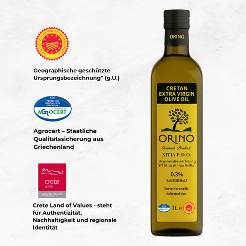 Griechisches Olivenöl P.D.O. Kreta 0,3% - 1,0l Proistakis Orino