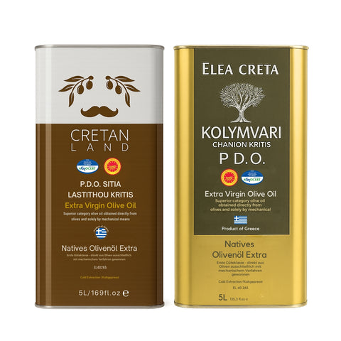 Kreta P.D.O. Olivenöl Bundle - 5L Elea Kreta Kolymvari + 5L Cretan Land P.D.O. Sitia