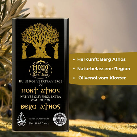 Extra Natives Olivenöl vom Berg Athos – 5L Kanister