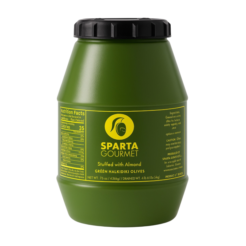 Grüne Oliven gefüllt mit Mandeln 2 kg – Sparta Gourmet