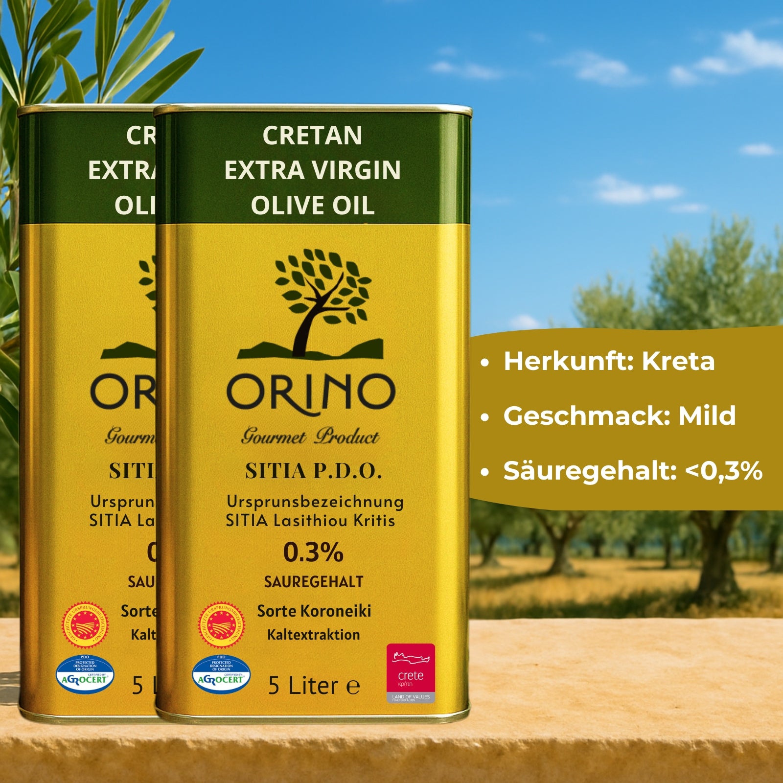 Sitia 0,3% P.D.O Olivenöl 2x5,0l Orino