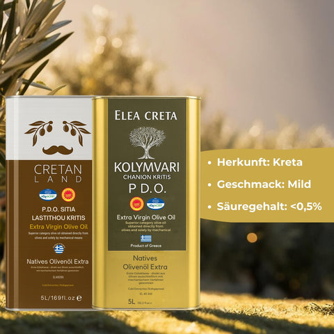 Kreta P.D.O. Olivenöl Bundle - 5L Elea Kreta Kolymvari + 5L Cretan Land P.D.O. Sitia