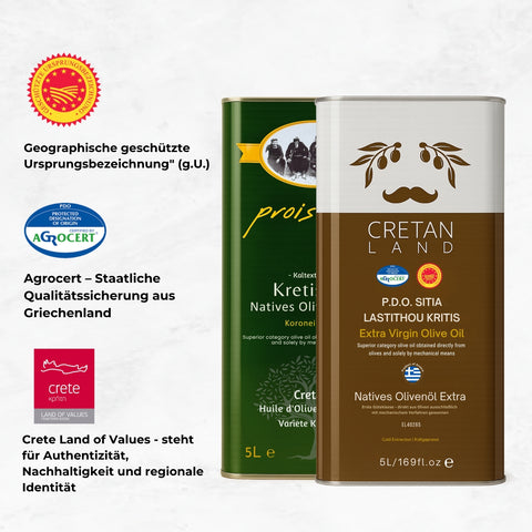 Bundle Kreta 2x5L Olivenöl extra nativ aus Kreta – Proistakis Family & Cretan Land P.D.O. Sitia Lasithiou Kritis