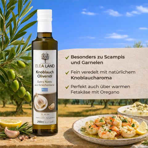 Knoblauch Olivenöl 250ml – Extra Nativ aus Griechenland | Mit natürlichem Knoblaucharoma