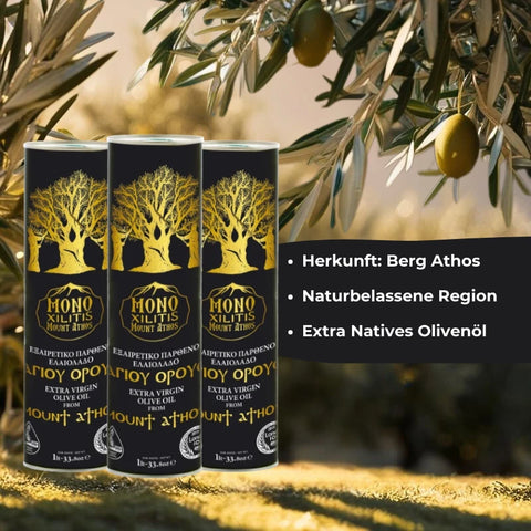 Extra Natives Olivenöl vom Berg Athos – 3x 1L Dosen