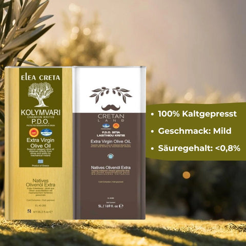 Kreta P.D.O. Olivenöl Bundle - 5L Elea Kreta Kolymvari + 5L Cretan Land P.D.O. Sitia