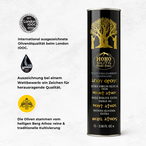 Extra Natives Olivenöl vom Berg Athos – 1L Dose