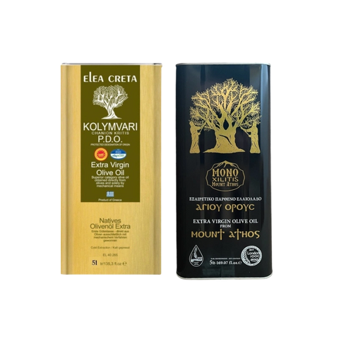 Olivenöl extra nativ  Bundle - Elea Creta P.D.O. Kolymvari 5l+Monoxilitis vom Berg Athos 5l