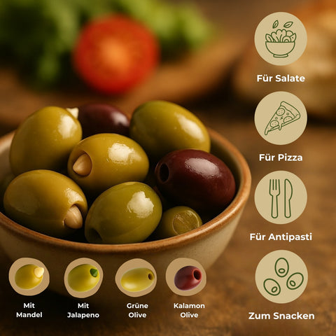 Grüne Halkidiki Oliven mit Stein 2 kg – Sparta Gourmet Premium Qualität aus Griechenland