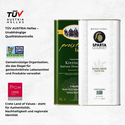 Griechisches Olivenöl Extra Nativ Bundle 2x5L – Kreta & Peloponnes | Proistakis Bros. & Sparta Gourmet