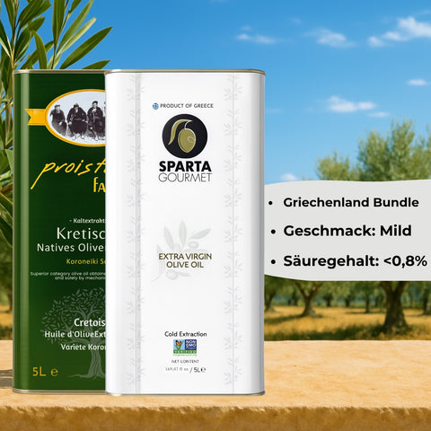 Griechisches Olivenöl Extra Nativ Bundle 2x5L – Kreta & Peloponnes | Proistakis Bros. & Sparta Gourmet