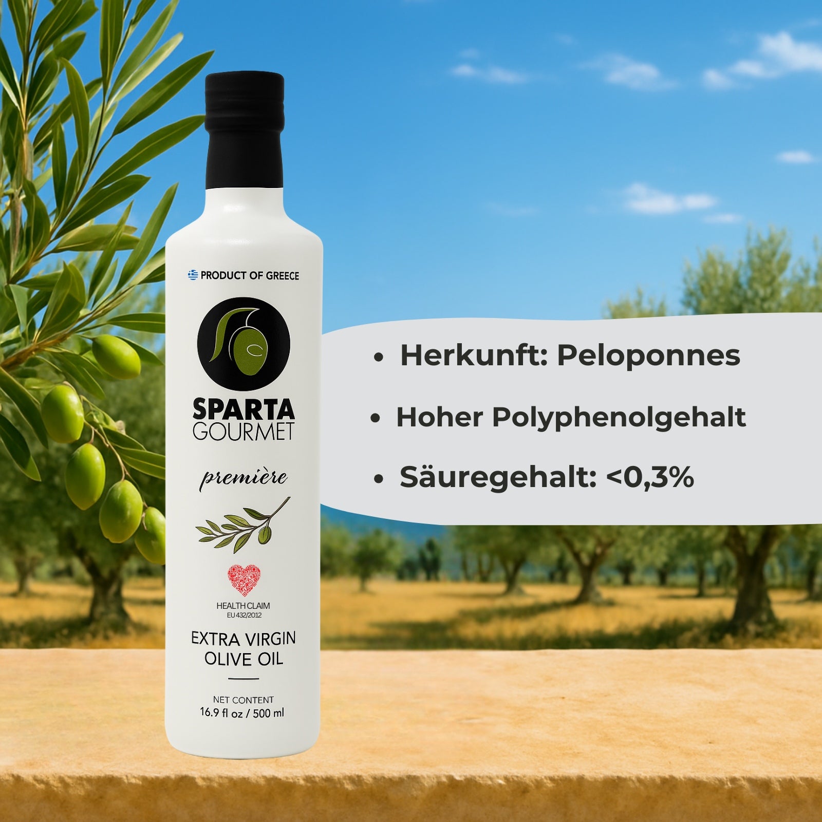 Extra Natives Olivenöl aus Griechenland 500ml – Sparta Gourmet Premiere