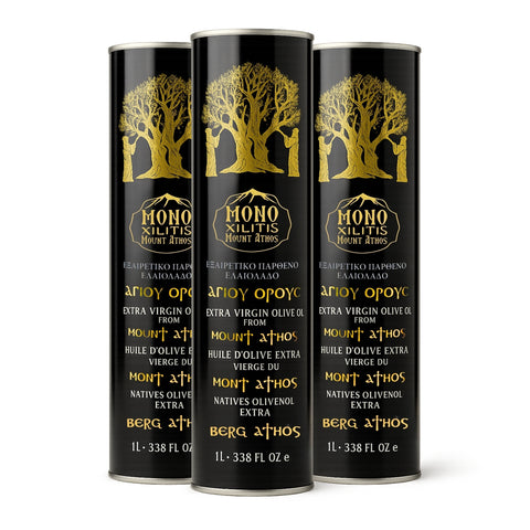 Set mit drei 1-Liter-Dosen extra natives Olivenöl vom Berg Athos