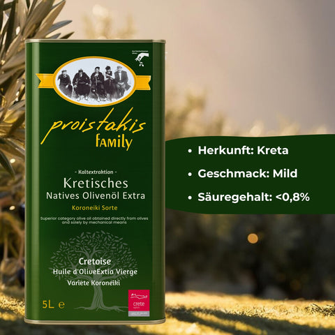 Extra natives Olivenöl aus Kreta im 5-Liter-Kanister von Proistakis Bros.